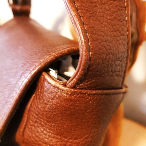 HOBO Brn Leather Saddle Handbag w/Real Turquoise EUC - Picture 5 of 11